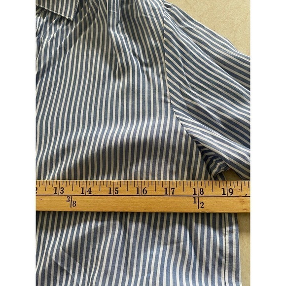 Attitudes by Renee Womens Striped Sz 2 Viscose Button Front Top White Blue - Picture 8 of 9